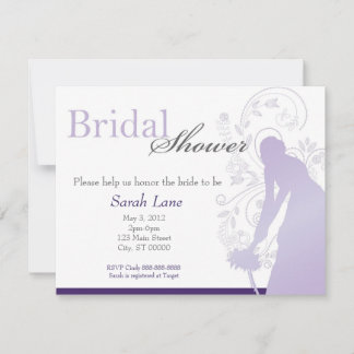 Bouquet Toss Bridal Shower -Purple & White Invitation