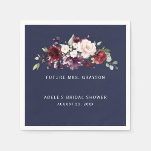 Bouquet Wine Blush Future Mrs Bridal Shower Navy Napkin