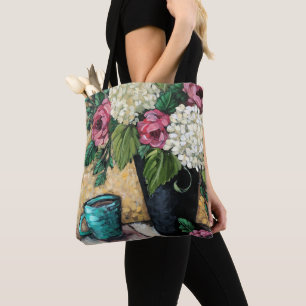 "Bouquet with Coffee" Fine Art Floral Tote Bag
