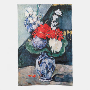 Bouquet with Little Delft, Paul Cezanne Tea Towel