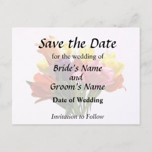 Bouquet With Tulips and Daffodils Save the Date Announcement Postcard