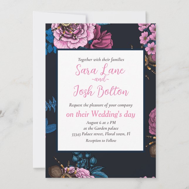 Bouquets and tarantula 2 invitation (Front)