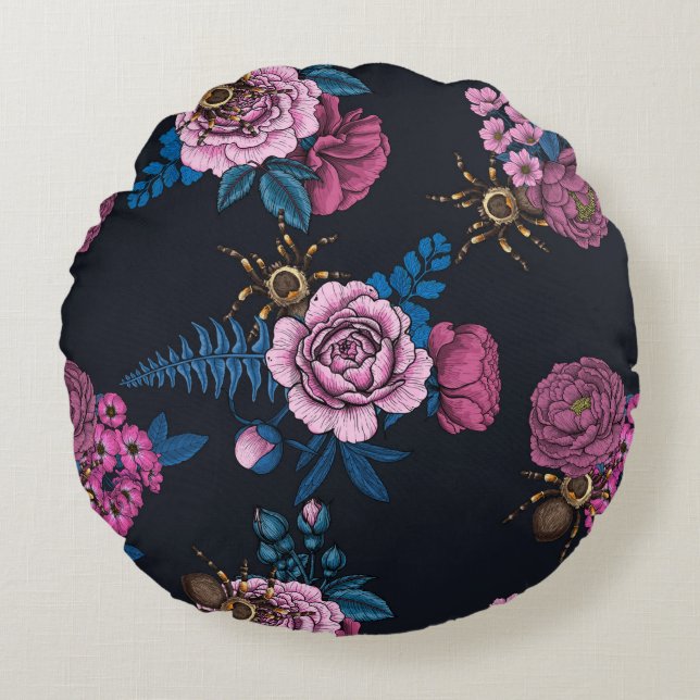 Bouquets and tarantula 2 round cushion (Front)