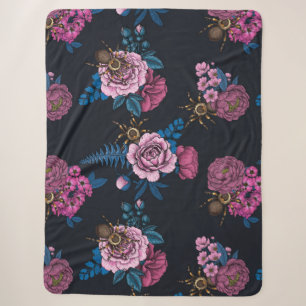 Bouquets and tarantula 2 sherpa blanket