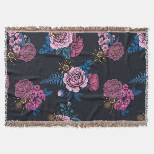 Bouquets and tarantula 2 throw blanket