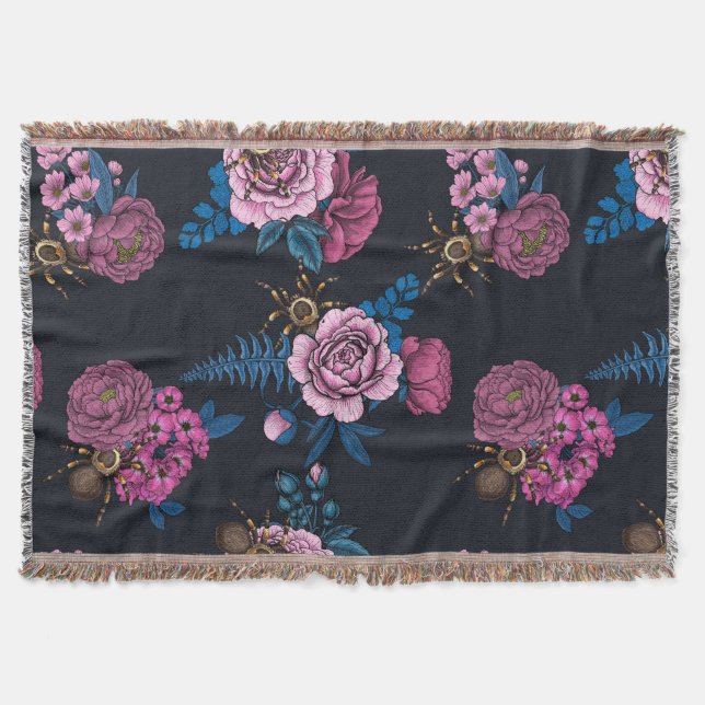 Bouquets and tarantula 2 throw blanket (Front)