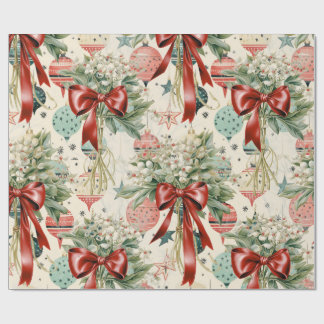 Bouquets & Baubles Retro Christmas Wrapping Paper