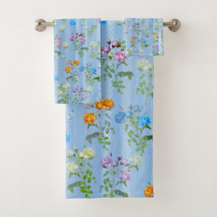 Bouquets of Multi-colour Roses  on Silk textures Bath Towel Set