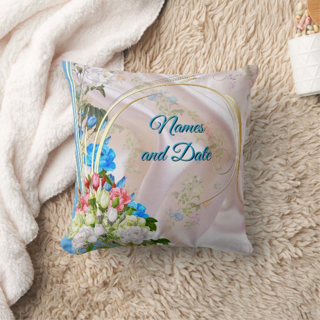 Bouquets of Multi-colour Roses  on Silk textures Cushion (Blanket)