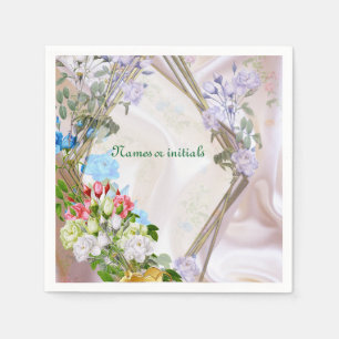 Bouquets of Multi-colour Roses on Silk textures Napkin