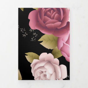 Bouquets of Roses 3 Tri-Fold Holiday Card