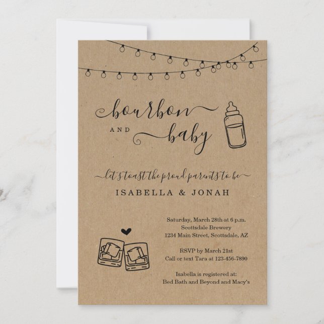 Bourbon and Baby Shower Invitation (Front)