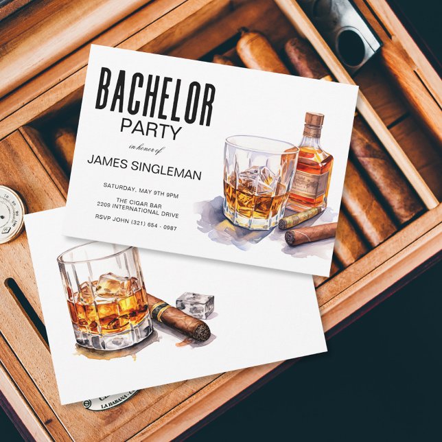 Bourbon and Cigar Bachelor Party Invitation (Creator Uploaded)
