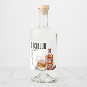 Bourbon and Cigar Bachelor Party Liquor Bottle Label