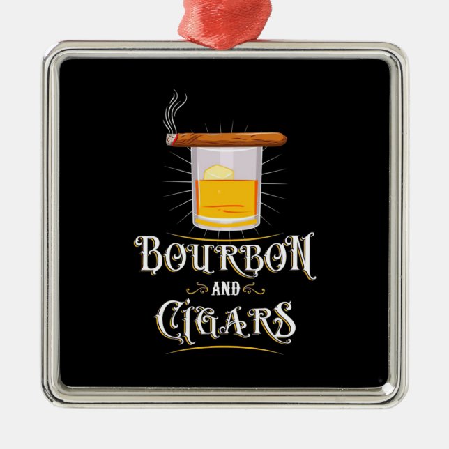 Bourbon And Cigars Metal Ornament (Front)