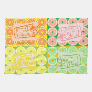 Bourbon and vodka and gin, oh, my! tea towel