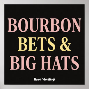 Bourbon Bets & Big Hats Retro Social Club Horse Poster