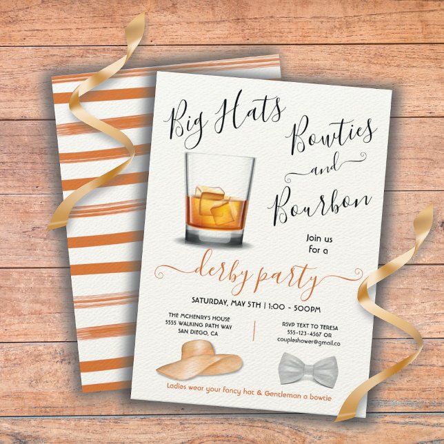 Bourbon Big Hats & Bowties Derby Party Invitation (Creator Uploaded)