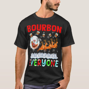Bourbon For Everyone Xmas Drinker Santa Sleigh Rei T-Shirt