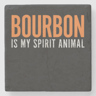 Bourbon Is My Spirit Animal Vintage Customisable  Stone Coaster