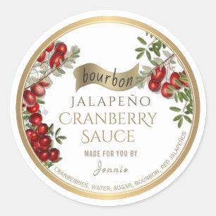 Bourbon Jalapeño Cranberry Sauce Made by Classic Round Sticker