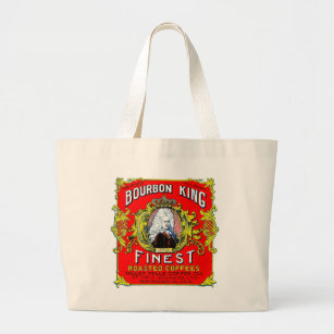 Bourbon King Finest Roasted Coffees Large Tote Bag