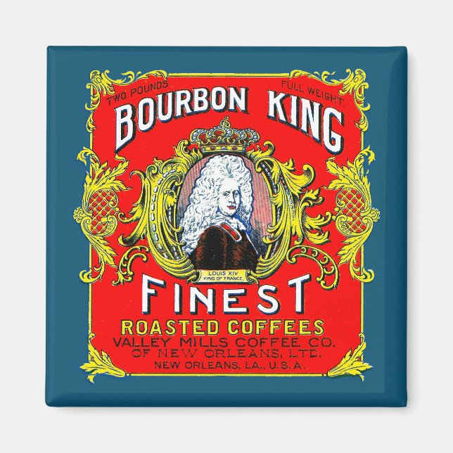 Bourbon King Finest Roasted Coffees Magnet (Front)