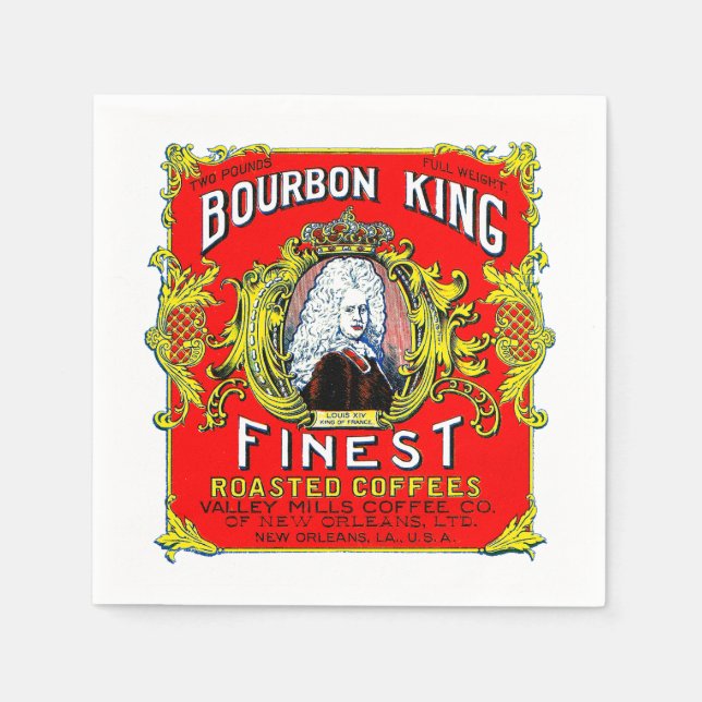 Bourbon King Finest Roasted Coffees Napkin (Front)