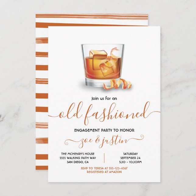 Bourbon Old Fashioned Party Invitation (Front/Back)