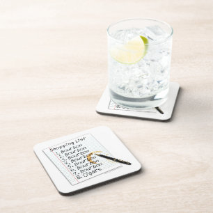 BOURBON SHOPPING LIST COCKTAIL HUMOR COASTER