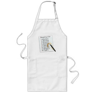 BOURBON SHOPPING LIST COCKTAIL HUMOR LONG APRON