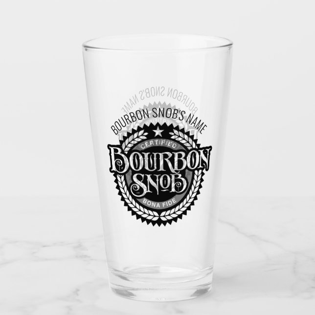 Bourbon Snob - funny whiskey drinker Glass (Front)