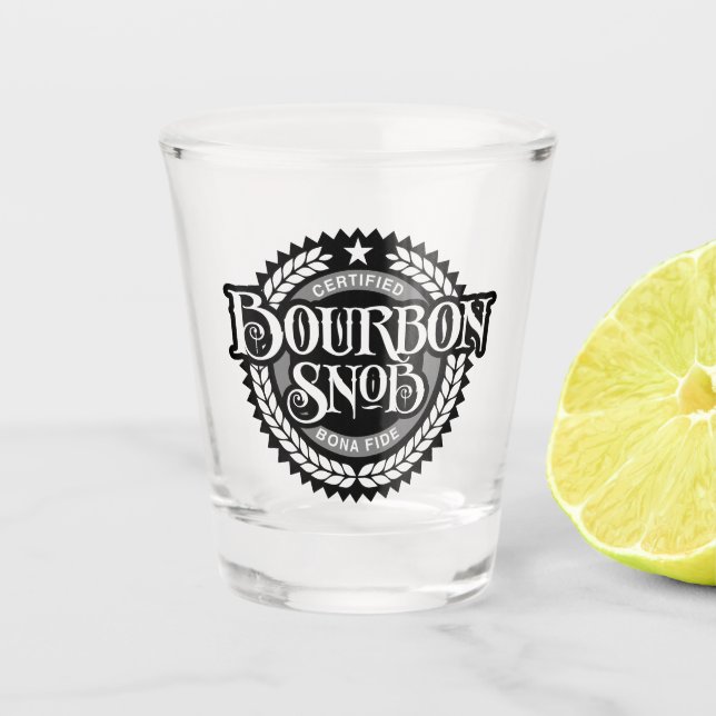 Bourbon Snob - funny whiskey drinker Shot Glass (Front)