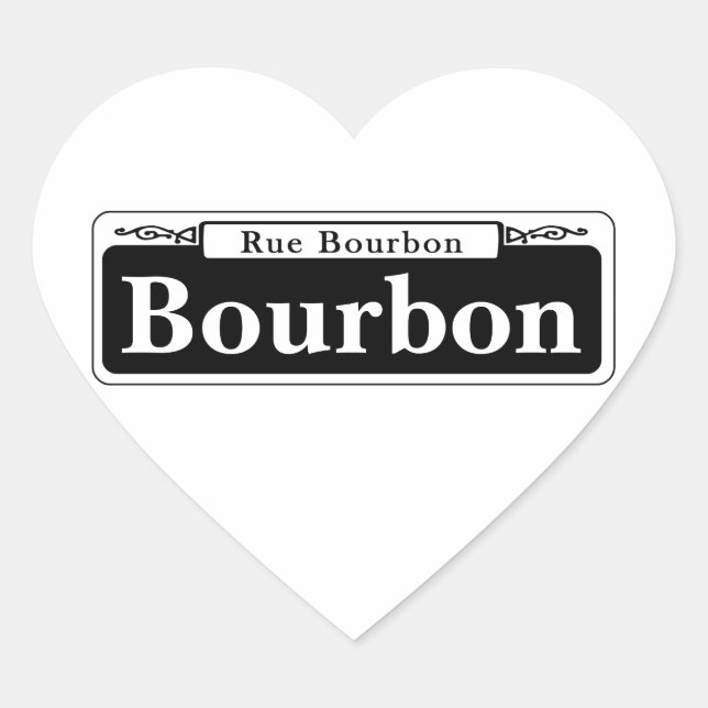 Bourbon St., New Orleans Street Sign Heart Sticker (Front)