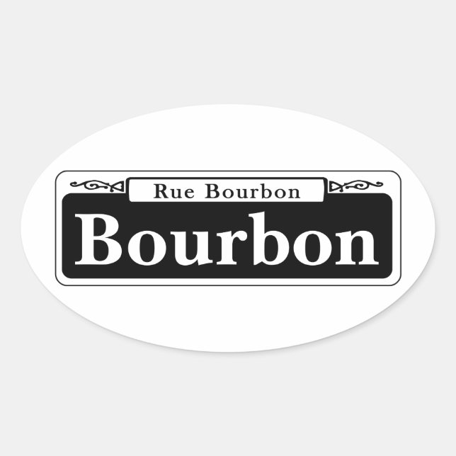 Bourbon St., New Orleans Street Sign Oval Sticker (Front)