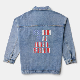 Bourbon Steak Guns Freedom Usa Flag Whiskey Indepe Denim Jacket
