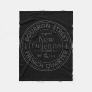 Bourbon Street French Quarter Est 1718 New Orleans Fleece Blanket