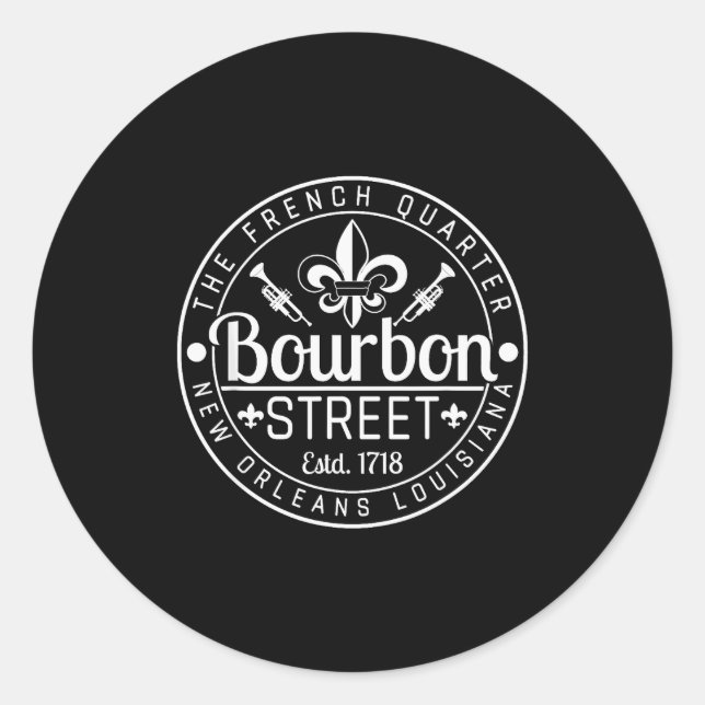 Bourbon Street French Quarter New Orleans Louisian Classic Round Sticker (Front)