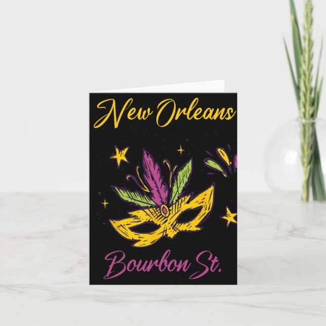 Bourbon Street French Quarter New Orleans Mardi Gr Card (Front)