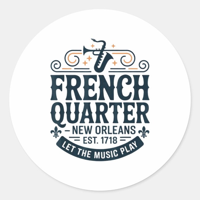 Bourbon Street French Quarter New Orleans Mardi Gr Classic Round Sticker (Front)