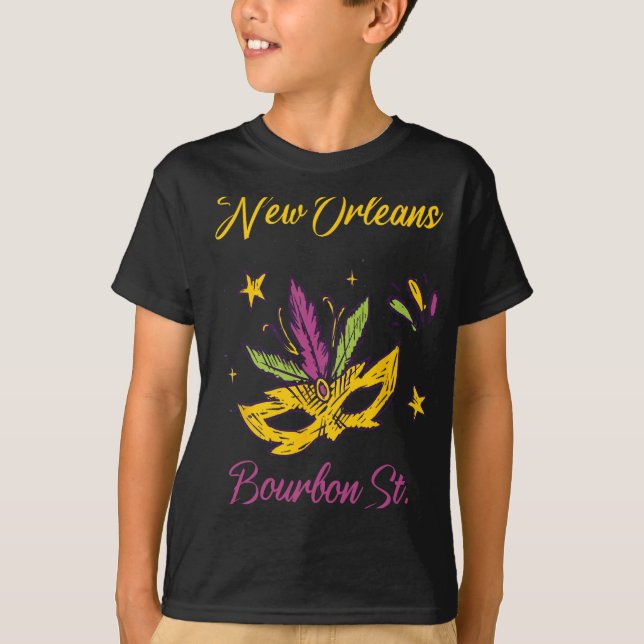 Bourbon Street French Quarter New Orleans Mardi Gr T-Shirt (Front)