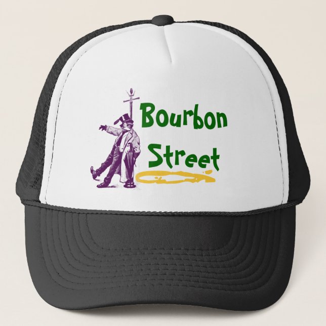 Bourbon Street New Orleans Classic Mardi Gras Gift Trucker Hat (Front)