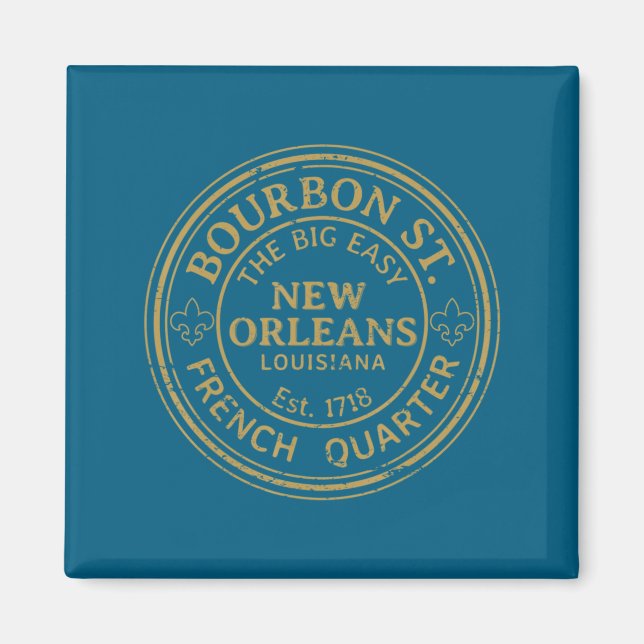 Bourbon Street New Orleans French Quarter Distress Magnet (Front)