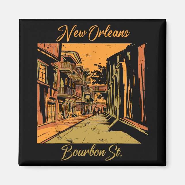 Bourbon Street New Orleans Souvenir Louisiana Mard Magnet (Front)