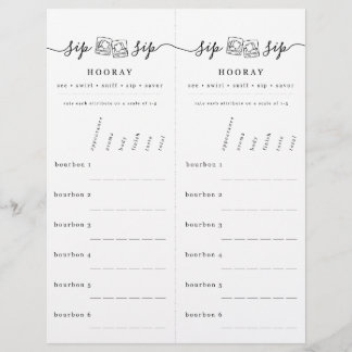 Bourbon Tasting Rating Scorecard Custom Letterhead