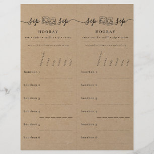 Bourbon Tasting Rating Scorecard on Faux Kraft Custom Letterhead