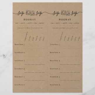 Bourbon Tasting Rating Scorecard on Faux Kraft Custom Letterhead