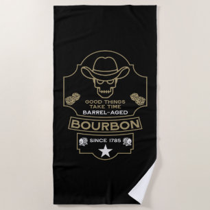 Bourbon Whiskey Art Beach Towel