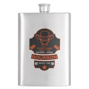 Bourbon Whiskey Art Hip Flask