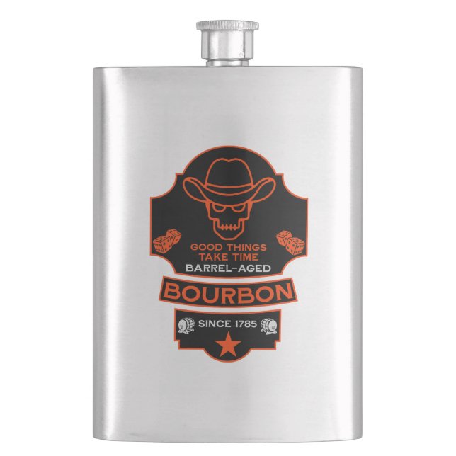 Bourbon Whiskey Art Hip Flask (Front)
